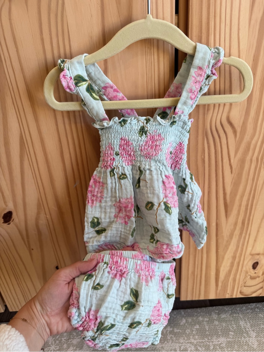 Angel Dear Pink Floral Smocked Two-Piece Set